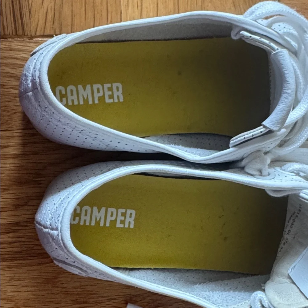 Camper Perforated White Lace-Up Tennis - Picture 5 of 5